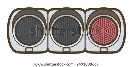 Red LED traffic light. Public property. Vector illustration.