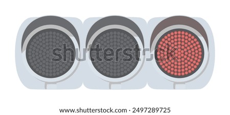 Red LED traffic light. Public property. Vector illustration.