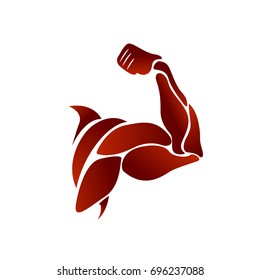 red left arm muscle