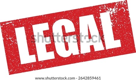 Red Legal Rubber Stamp in Reverse Grunge Vector in Sharp Border, Transparent Background