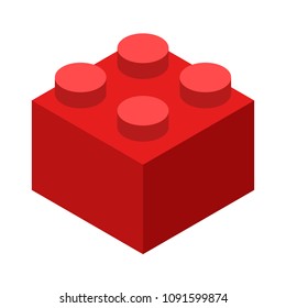 Red Lego brick block piece flat vector color icon for toy apps   websites