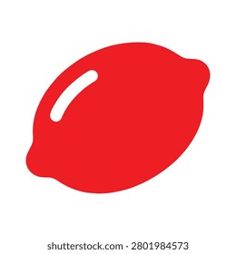 Red lemon icon, flat style a vibrant, stylized citrus fruit illustration featuring a simple, bold design suitable for graphic projects, logos, or foodrelated icons