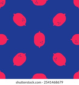 Red Lemon icon isolated seamless pattern on blue background.  Vector