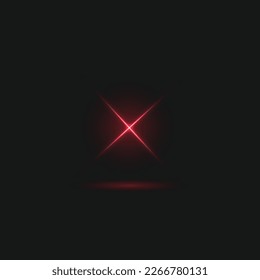 Red lens flare light on black background 