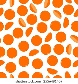 Red lentils seamless pattern. Orange wallpaper with seeds. Legumes wallpaper on white background. 