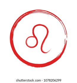 Red Leo zodiac sign, hand painted horoscope symbol vector. Astrological icon isolated. Leo astrology zodiac symbol clip art on white background.
