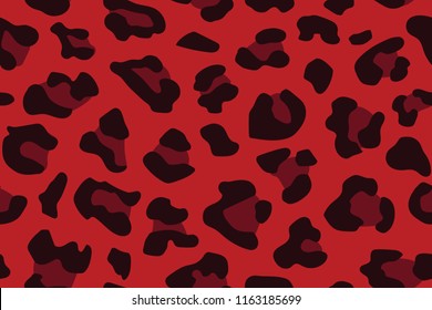 Red leopard seamless pattern. Animal print. Vector background