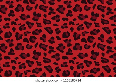 Red leopard seamless pattern. Animal print. Vector background