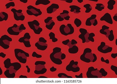 Red leopard seamless pattern. Animal print. Vector background