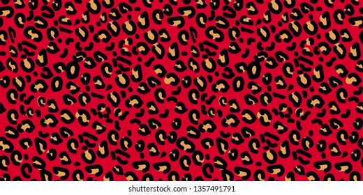 Red leopard seamless pattern. Animal print. Vector background eps 10