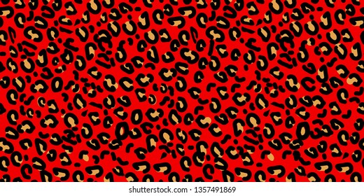 Red leopard seamless pattern. Animal print. Vector background eps 10
