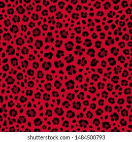 Red leopard seamless pattern. Animal print