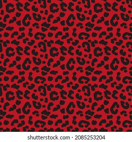 Red Leopard Seamless Pattern. Animal Print. Vector Background