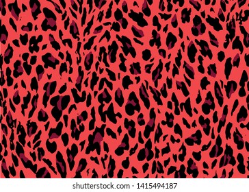 Red Leopard skin pattern design. Leopard print vector illustration background. Wildlife fur skin design illustration for print, web, home decor, fashion, surface, graphic design