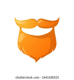 Red leprechaun beard isolated on white. Saint Patrick's Day vector holiday design element.