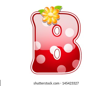 Red letter B with spots and flower