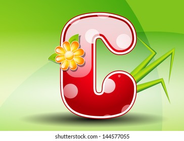 Red letter C with spots