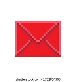 Red letter cartoon. Vector pixel art.