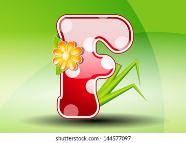 Red letter F with spots