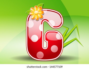 Red letter G with spots
