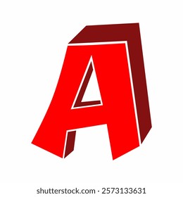 Red Letter A graphic vector illustration in 3D style, Ideal for typography and design related applications.