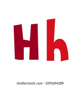 Red letter h cutout isolated on white funny lettering hand drawn h