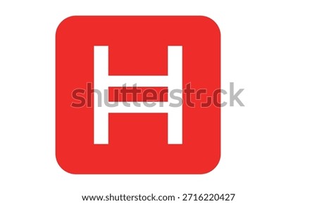 Red Letter H Icon in Rounded Square Bold Alphabet Symbol for App Logo Interface and Branding