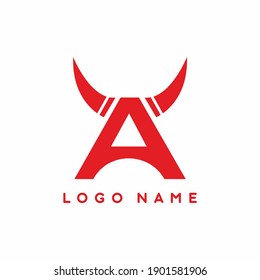 Red A letter with horn vector logo vector template