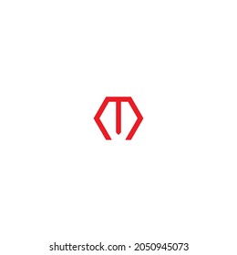 símbolo del logotipo del vector hexágono simple de la letra roja M