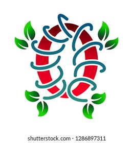 red letter o, plants and leaf logo