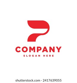 letra roja p y icono del logotipo del plano y vector