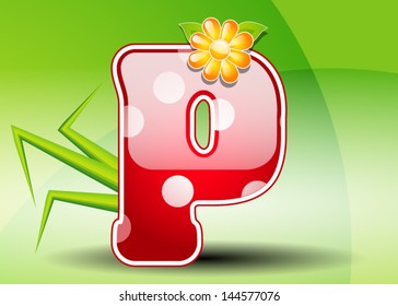 Red letter P with spots