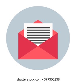 red letter paper with text in flat design