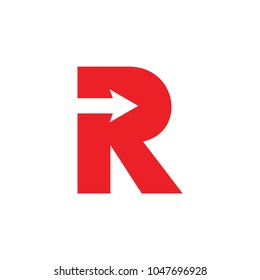 red letter r with arrow logo vector