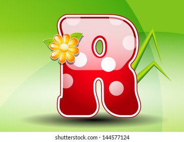 Red letter R with spots