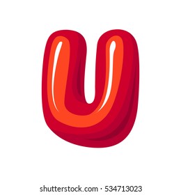 Red letter u on white