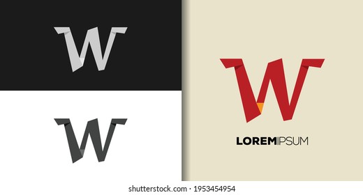 red letter w logo set template vector