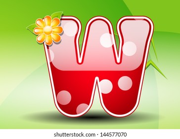 Red letter W with spots