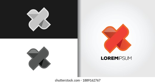 letra roja x conjunto de logotipo marca de plantilla de idea vector