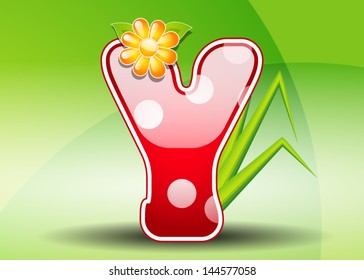 Red letter Y with spots