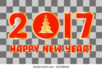 Red lettering 2017. Vector illustration on transparent background. The inscription 2017. Happy New Year. Vector design element.
