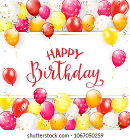 greeting card happy birthday red yellowのイラスト素材 727346947