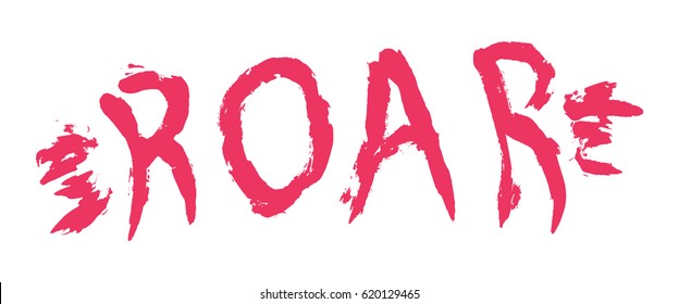 Red lettering on white background. Brush smear stain texture.