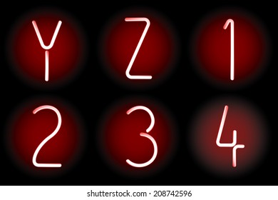 Red letters and digits. Gradient mesh. Vector illustration.