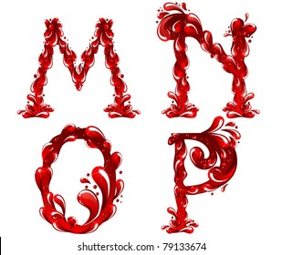 Letras rojas MNOP