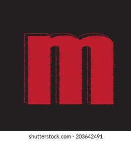 Red letters on a black background