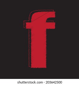Red letters on a black background