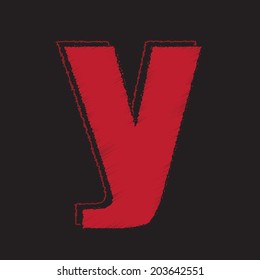 Red letters on a black background