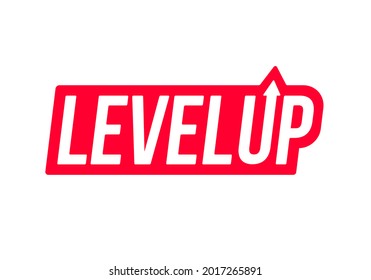 Red level up logotype. Typography logo design. Creative negative space logo. Flat and minimal logo design.