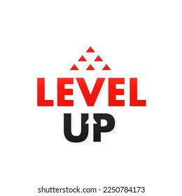 Red level up logotype. Typography logo design. Creative negative space logo. Flat and minimal logo design. On a white isolated background. Vector illustration